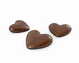 Thre heart shaped chocolate candies