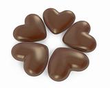 Five heart shaped chocolate candies