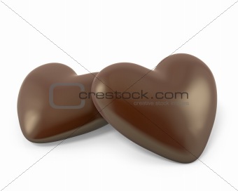 Pair of heart shaped chocolate candies 