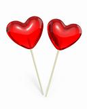 Two heart shaped lollipops