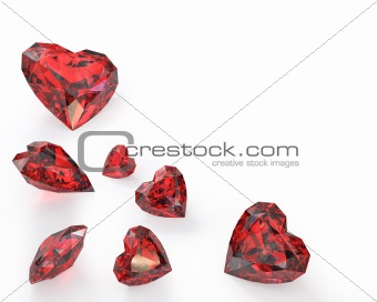 Few heart cut rubies