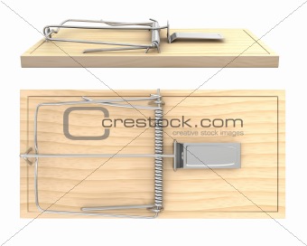 Wooden mouse trap, side and top view