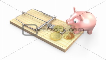 Piggy bank and mouse trap