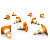 Large group of traffic cones