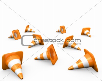 Large group of traffic cones