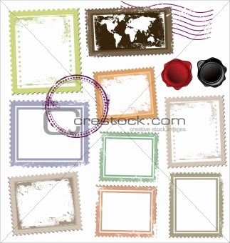 Vintage post stamps template