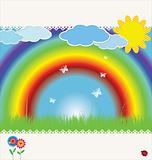 spring background with rainbow  illustration