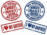 World's best sister and brother stamps