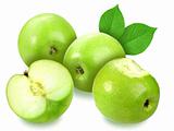 Apples with green leaf
