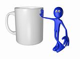 blue guy and mug