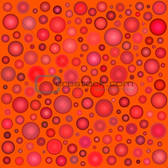 3d glossy abstract red bubble pattern in multiple red on orange