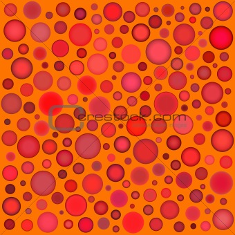 abstract bubble sphere pattern in multiple red on orange