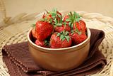 Ceramic bowl with ripe fresh strawberries