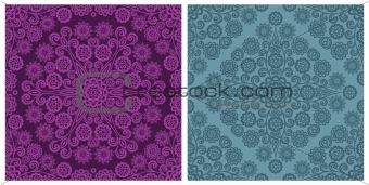 Seamless floral patterns. Retro backgrounds. Vector illustration.