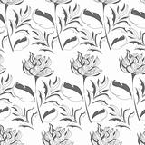 Monochrome seamless wallpaper with flowers 