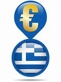 Flag Button Greece Euro Crisis