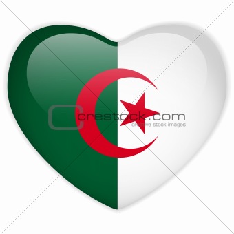 Algeria Flag Heart Glossy Button