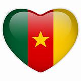 Cameroon Flag Heart Glossy Button