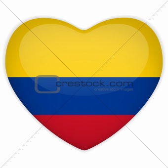 Colombia Flag Heart Glossy Button