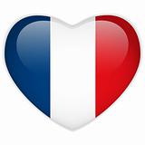 France Flag Heart Glossy Button