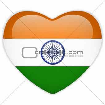 India Flag Heart Glossy Button