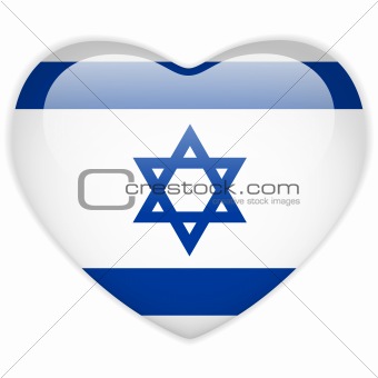 Israel Flag Heart Glossy Button