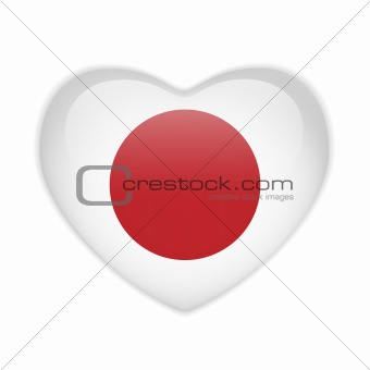 Japan Flag Heart Glossy Button