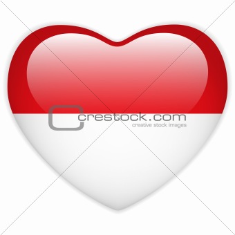 Monaco Flag Heart Glossy Button