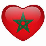 Morocco Flag Heart Glossy Button