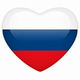 Russia Flag Heart Glossy Button