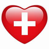 Switzerland Flag Heart Glossy Button