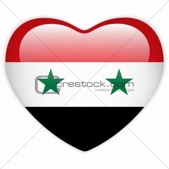 Syria Flag Heart Glossy Button