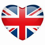 United Kingdom Flag Heart Glossy Button