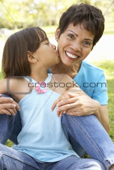 Grandmother With Granddaughter In Park
