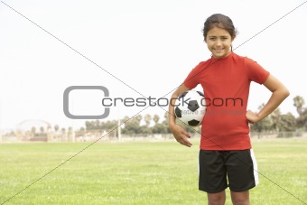 Young Girl In Football Team