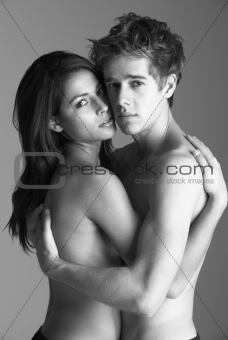 Naked Young Couple Embracing