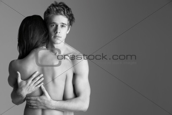 Naked Young Couple Embracing