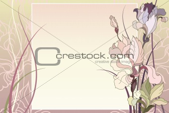 Pink flowers with leafs