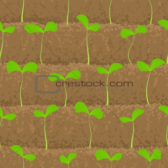 sprout, shoot vegetable patches in row seamless background