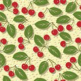 seamless vector pattern with red cherries background