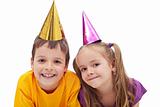 Happy kids with party hats