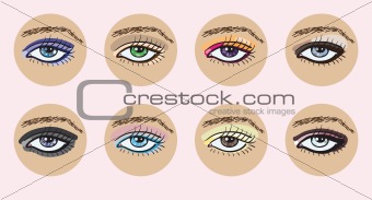 Set of vector beautiful female eyes