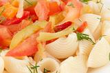 Pasta with vegetables closeup