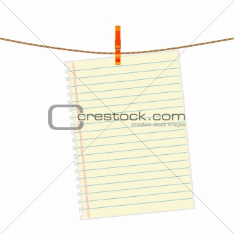 Paper note at the rope with clothes pin