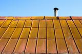 Roof with old metal tile