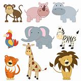 Cartoon african animals set