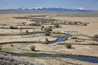 river meanders in North Park, Colorado