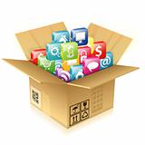 Cardboard Box with Set of Icons