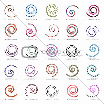 Spiral set. 25 design elements.