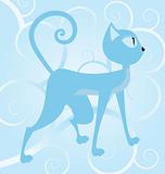 Blue cat on spiral background